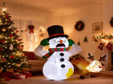 3.5FT Lighted Christmas Inflatable Decoration, Inflatable Snowman and Naughty Reindeer, Funny Blow 66447030