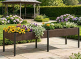 2-Section PE Rattan Raised Garden Bed, 29" Ergonomic Elevated Planter Box with Detachable Fabric 25197880