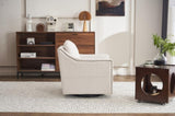 011-Linen Fabric 360&deg Swivel Accent Chair with Upholstered,One Back Pillow,Armrest with Rivets W527P190828
