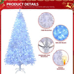 ZUN 8 FT Pre-lit Artificial Christmas Tree, Hinged Xmas Pine Tree with 1500 Branch Tips, 500 Lights and 28821149