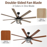 ZUN Modern 66 Inch Ceiling Fan With 6 Speed Wind 8 Blades Remote Control Reversible DC Motor With Light W934P189487