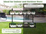2-Tier Adjustable Railing Plant Stand with Hooks, Metal Hanging Flower Pot Holder for Balcony Porch 58457923
