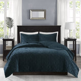 3 Piece Velvet Quilt Set Teal Full/Queen B03597494