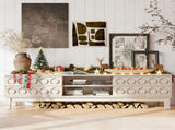 Modern Mid-Century Media Console with 4 Drawers and Cable Management, TV Console Table for TVs up to W757P305595