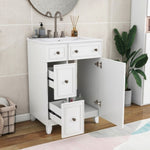 ZUN 24-Inch Bathroom Vanity Cabinet with Ceramic Sink, 2 Drawers, 1 Door WF532034AAK