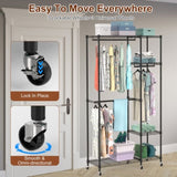 4 Tier Heavy Duty Garment Rack with 3 Hanging Rods, 463LBS Capacity Rolling Clothes Rack with 57122473