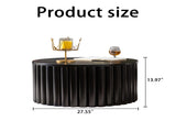 Round Coffee Table With Lift Handcrafted Relief Sturdy Pedestal Wooden Tea Table for Living Room no W3081P360271