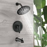 Single Handle Rain Showerhead with Handheld Shower Combo Set with Tub Spout W121943766
