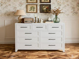 9-Drawer Tall Dresser, White Metal Storage Cabinet with Smooth Gliding Drawers, Space-Saving Chest T2398P498868