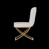 ZUN Dining Set of 2, Beige velvet Backrest and golden Metal legs.For Modern Kitchen Dining Room W1727P195278