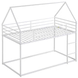 Twin over Twin House Bunk Bed with Built-in Ladder,White WF283080AAK