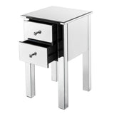 ZUN Modern and Contemporary Mirrored 2-Drawers Nightstand Bedside Table Silver 09093710