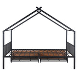 ZUN Full Size Metal House Bed with Two Drawers, Black MF323484AAB