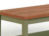 48 inch Coffee Table, No Assembly Required, Sage Green and Fruitwood Finish B108P160214