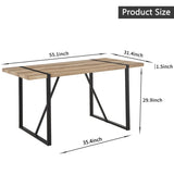 ZUN 55" Dining Table modern rustic Industrial Rectangular MDF Wood Colour For 4-6 Person, With 1.5" 28870565