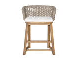 Outdoor Acacia Wood Bar Stools , Teak Finish Bar Height Chairs with Beige Cushion & Light N773P306707B