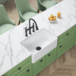 ZUN Farmhouse/Apron Front White Ceramic Kitchen Sink W127290267