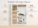 Solid Wood Jewelry Armoire Organizer Cabinet with Full-Length Mirror, 47.5x14.3 in Wall-Mounted W2640P454224