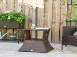 2-Tier Rattan Wicker Side Table Outdoor Patio Table with Umbrella Hole & Storage Shelf 44655163