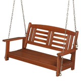 112*53*52cm 500lbs With Chain Double Wooden Swing Reddish Brown 97242072