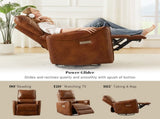 BROWN COLOR AIR LEATHER ELECTRIC RECLINER CHAIR WITH ROCKER AND SWIVEL B2766P488714