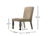 Breda Antique Gray Finish Upholstered Nailhead Dining Chair, Set of 2 T2574P164568