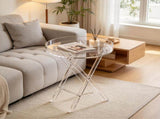 Clear Acrylic Folding Tray Table, Acrylic End Table with Folding X Leg, Side Table for Coffee, 32184723