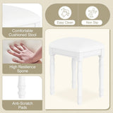 Vanity Desk with Adjustable Angle Mirror, Vintage Vanity Makeup Table and Cushioned Stool Set with N733P305139K