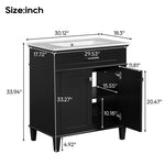 ZUN 30-inch bathroom vanity with ceramic basin, soft close door and adjustable shelves N729P173380B