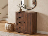 Walnut-colored bathroom tall cabinet MDF with melamine finish 22.04*11.81*32.28in 4 drawers, 1 57421741