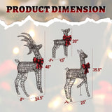 3pcs 4FT 30.00V 3.60W Family Elk Brown Ratten Style Frame Courtyard Elk Decoration 40050045