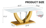 ZUN Coffee table.Modern minimalist Tempered glass with sticker desktop ,golden MDF legs and stainless W1151P149682