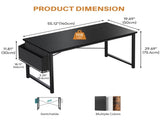 55" Home Office Desk, Computer Desk with Storage Bag & Hook, Waterproof Top & Metal Frame, Modern 41065565