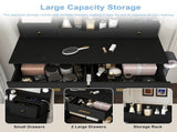 Makeup Vanity Desk with 9 Hollywood Bulbs,with a large mirror, featuring 4 drawers and 1 open W509P556493