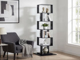 360&deg Rotating 6-Tier Black Bookshelf with Stable Anti-Tip Base, Tall Floor Standing Bookcase & W409P167479