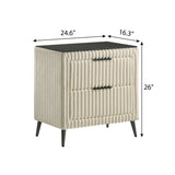Mavela Wide Wale Corduroy Upholstery Nightstand, Cream T2574P243651