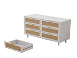 43.31"6-Drawers Rattan Storage Cabinet Rattan Drawer,for Bedroom,Living Room,White 94765252