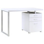 ZUN White 3-drawer Reversible Office Desk B062P145660