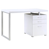 ZUN White 3-drawer Reversible Office Desk B062P145660