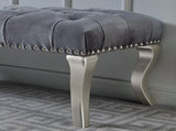 Decor Maxem Tufted Fabric Upholstered Bench Nailhead Trim , Gray T2574P164595