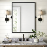 ZUN 36"*24"Iron Right-angled Rectangular Black Rotating Hardware Wall Mirror Decorative Bathroom Mirror T3106P264104