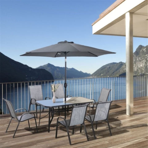 ZUN Outdoor dining table and chair package with umbrella 25832498