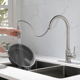 ZUN Single Handle High Arc Pull Out Kitchen Faucet,Single Level Stainless Steel Kitchen Sink Faucets 15374222