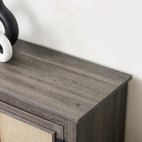 Farmhouse Rattan TV Stand Console Table for TVs up to 70 Inches, TV Console Table with 2 Storage W1758P178929