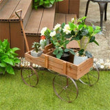 Wooden plant frame with wheels, Brown planting pot 65077135