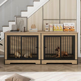 Dog Crate Furniture with Two Combined Room, XL Double Dog Cage Furniture with Tray for Medium W420P207590