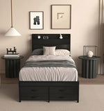 Twin Bed Frames with Headboard, Twin Size Bed Frames with Storage Drawers, Twin Bed, Black Metal W2129P262895