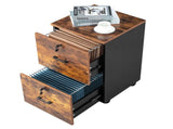 2-Drawer Rolling Wood File Cabinet with Lock, Brown & Black 75474004