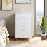 White 5-Drawer Chest with Single Handles B062P209028