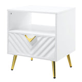 White High Gloss End Table with Shelf B062P189207
